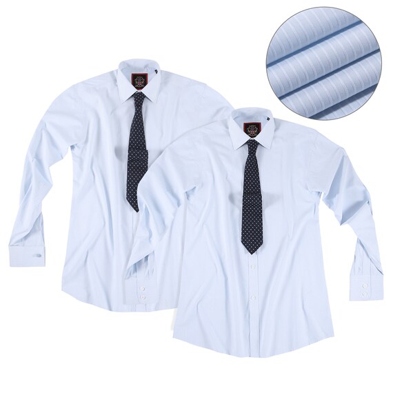 Mens Formal Long Sleeve Stripe Shirt.single & Double Cuff Option