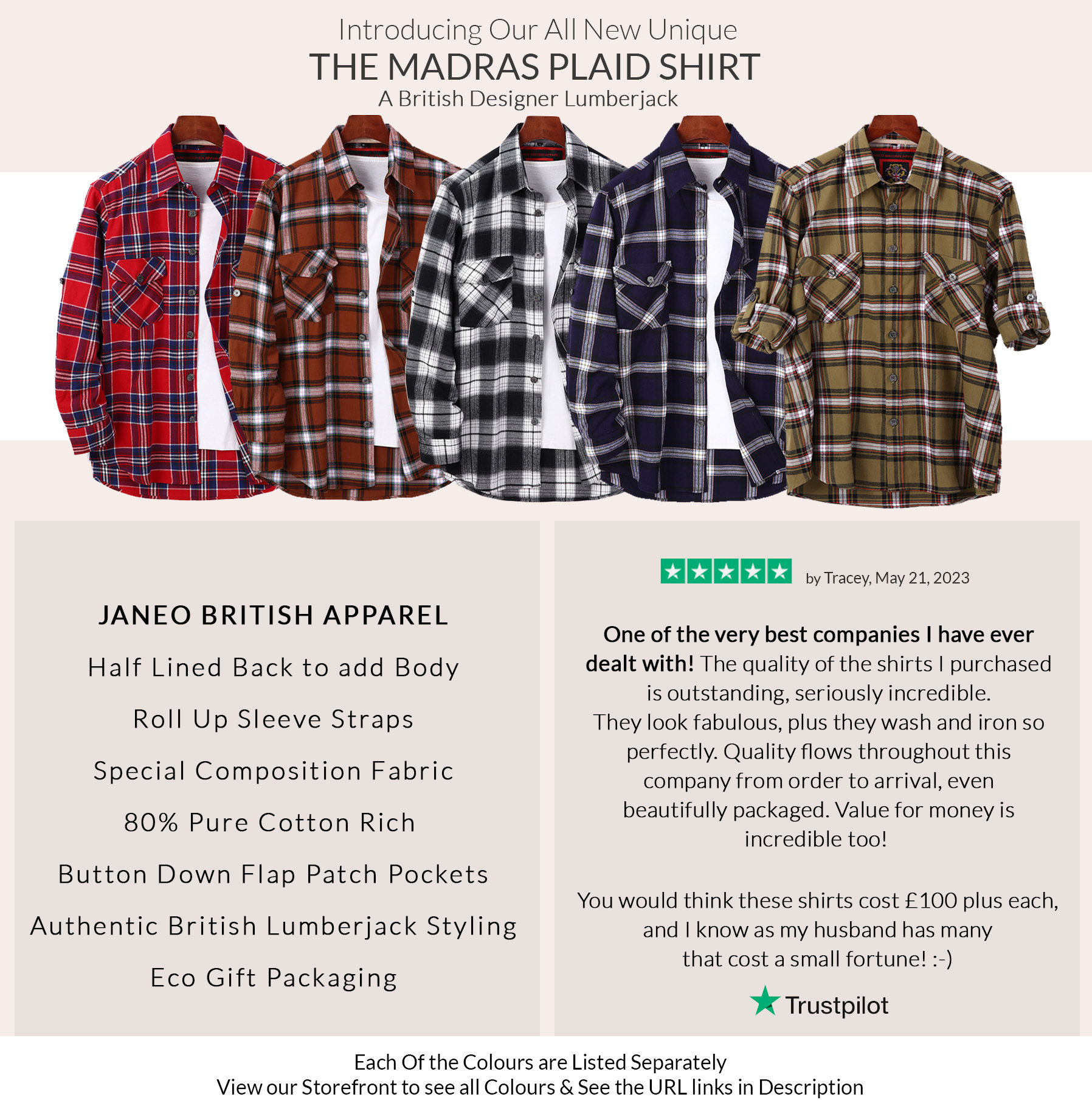 Vintage Mens Lumberjack Flannel Cotton Shirt Checked Plaid Tartan