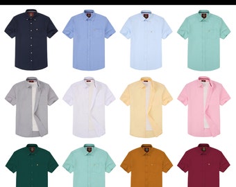 Mens Short Sleeve Oxford Shirt Classic Fit,Button Down Collar & Pocket.Holiday Apparel Leisure Shirts by Janeo British Apparel, 11 Colours