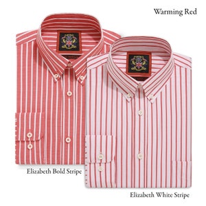 Mens RED Stripe Oxford Shirt Button Down Collar,Office or Casual.Single or TWIN Pack,The Elizabeth Striped Shirt By Janeo British Apparel