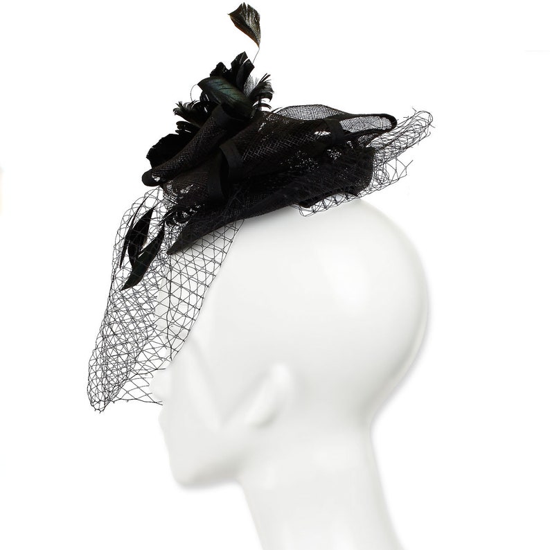 Beautiful Wide Fascinator With Large Bows and Feather Flower - Etsy