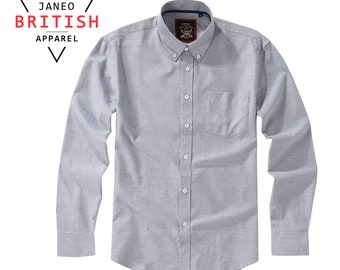 Mens Oxford Shirt Light Grey Authentic Oxford Weave Fabric,by Janeo British Apparel.Luxurious Soft Wrinkle Free.Casual or Friday Work Attire