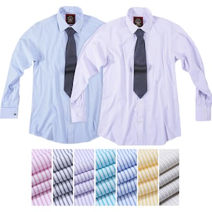 Mens Regular Fit Shirt, Long Sleeve Fine Stripe, Single Or Double French Cuff, Traditional Tailoring, The Windsor Formal Dress Shirt for Men
