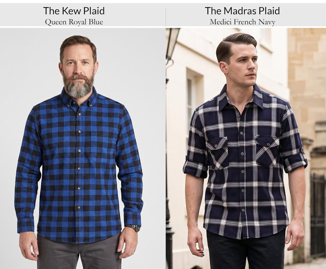 Flannel Shirt Mens Lumberjack Navy Royal Plaid Check Jacket