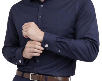 navy blue dress shirt near me Ariat Men's Wrinkle Free Solid Shirt, Large, Navy Blue
