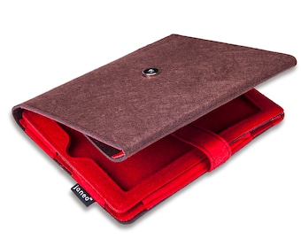 Felt iPad Sleeve Case Cover,Handmade Crafted Sturdy Tablet Cover.Most Size Compatible.Adapts as Self Stand Support for use.Gift Idea Him,Her