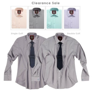 Mens Formal Shirt,CLEARANCE Single & Double Cuff Options.Long Sleeve Plain Dress Wedding Shirts,Regular Fit.The London Plains.4 Colours