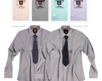 Mens Formal Shirt,CLEARANCE Single & Double Cuff Options.Long Sleeve Plain Dress Wedding Shirts,Regular Fit.The London Plains.4 Colours