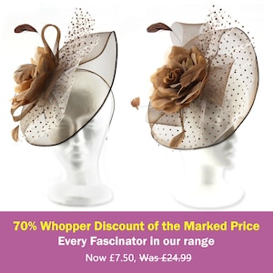 Vintage Classical Elegant Headwear Fascinator for Wedding or Royal Ascot Soft Wide Brim,Center Corsage Set on Large Net Bows! 70% Discounted