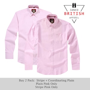 Mens Long Sleeve Oxford Shirt.2 Pack or Single.plain or