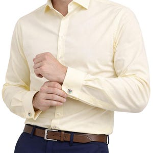 slim fit dress slacks Men's Slim Fit White Patterned Button Down Dress Shirt Size N5