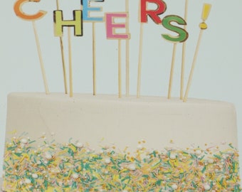 CHEERS Cake Topper Set--Paper Cake Topper Decor---Party Cake Decor