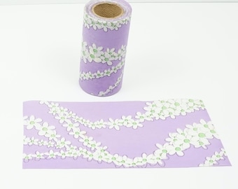 VTG Floral Wax Coated Ribbon--15 yds. of Floral Ribbon/Trim--Wide Floral Ribbon