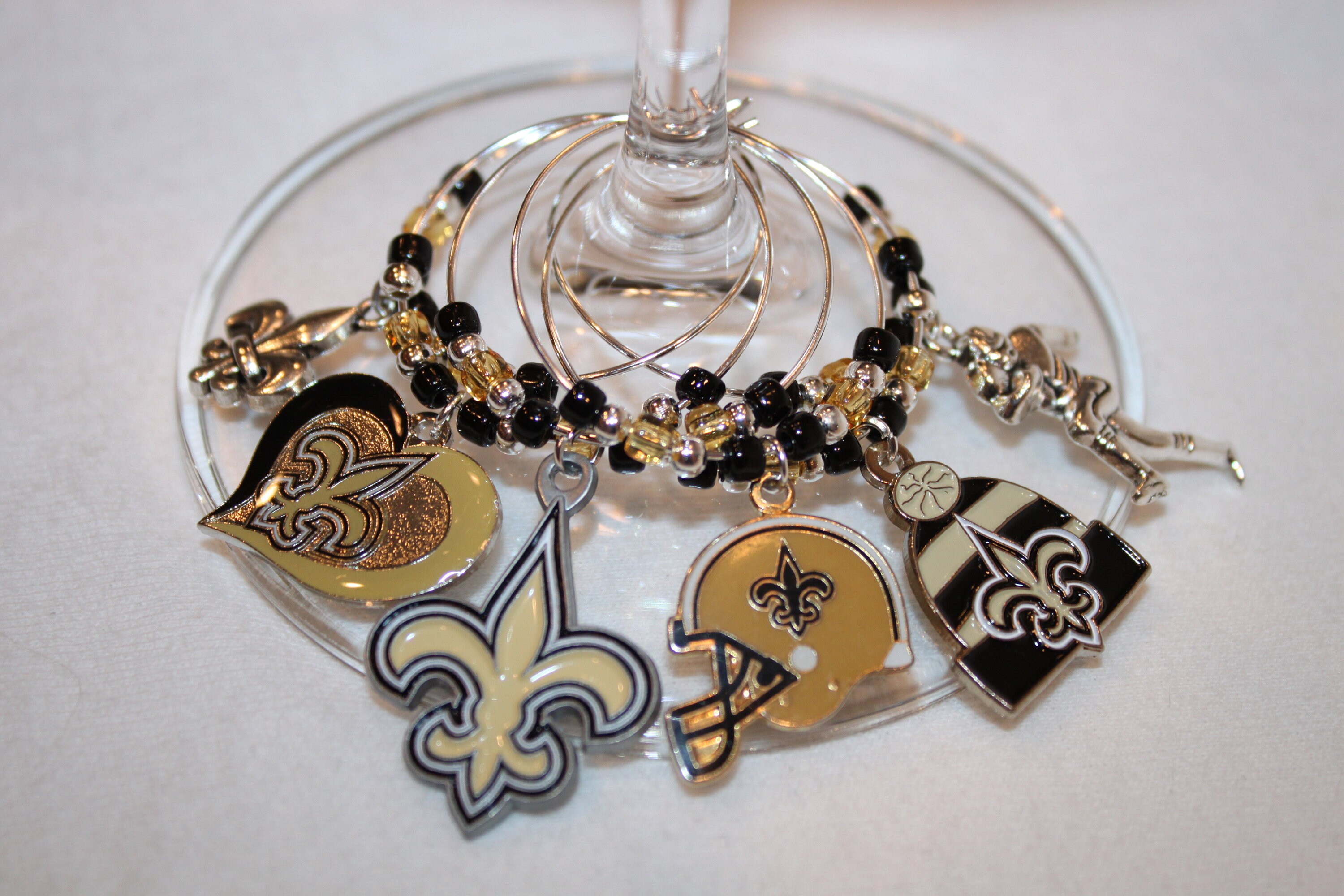 New Orleans Saints Wine Charms Set of 6 Saints Football Charms Etsy