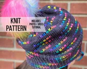 Amplitude Beanie Assigned Pooling Knitting Pattern