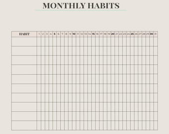 Habit Tracker | Druckbare Wellness Planer Seite | Digitaler PDF-Download