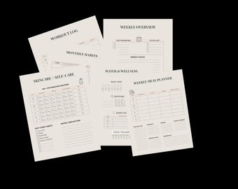 Wellness Planer Bundle: Gewohnheit, Mahlzeit, Fitness, Selbstfürsorge (PDF)