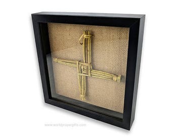 Gerahmt St Brigid es Kreuz montiert in Black Box Frame | 9" x 9" Gerahmt St Brigid es Kreuz