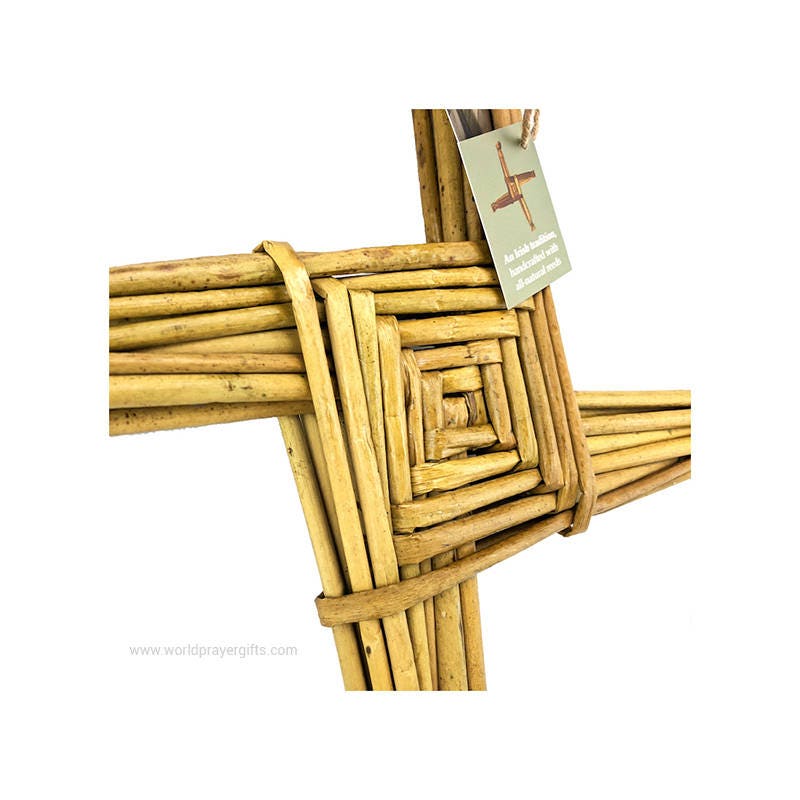Croce Di Santa Brigida Irlandese Da Parete 25x25 Cm Con Nodo Celtico E Fiori - Decorazione Imbolc