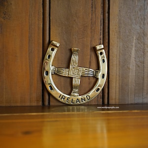 St Brigid&#39;s Cross | Brass | Horse Shoe | Ireland | Good Luck | Housewarming gift
