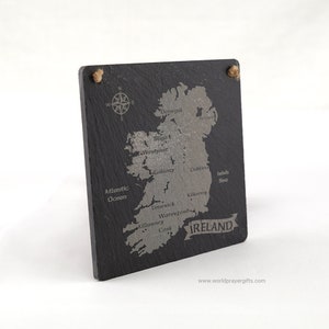Kaart van Ierland - Muurplaat van natuurleisteen | Ierland | Kaart van Ierland op leisteen |