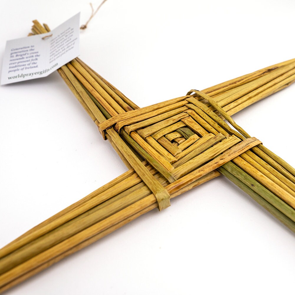 Croce Di Santa Brigida Irlandese Da Parete 25x25 Cm Con Nodo Celtico E Fiori - Decorazione Imbolc