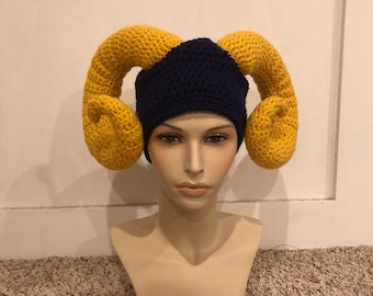 Crochet fait à la main Ram Horn Beanie Hat - fait sur commande !