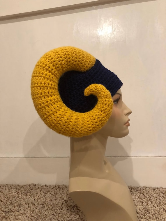 Crochet Handmade Ram Horn Beanie Hat Made to Order Etsy