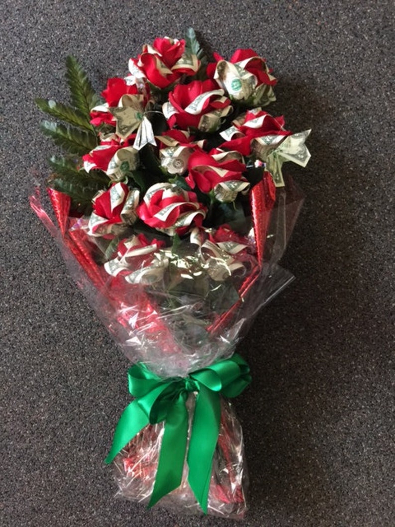 Handcrafted Dozen Money Origami Rose Bouquet Graduation Etsy - image 0 image 1