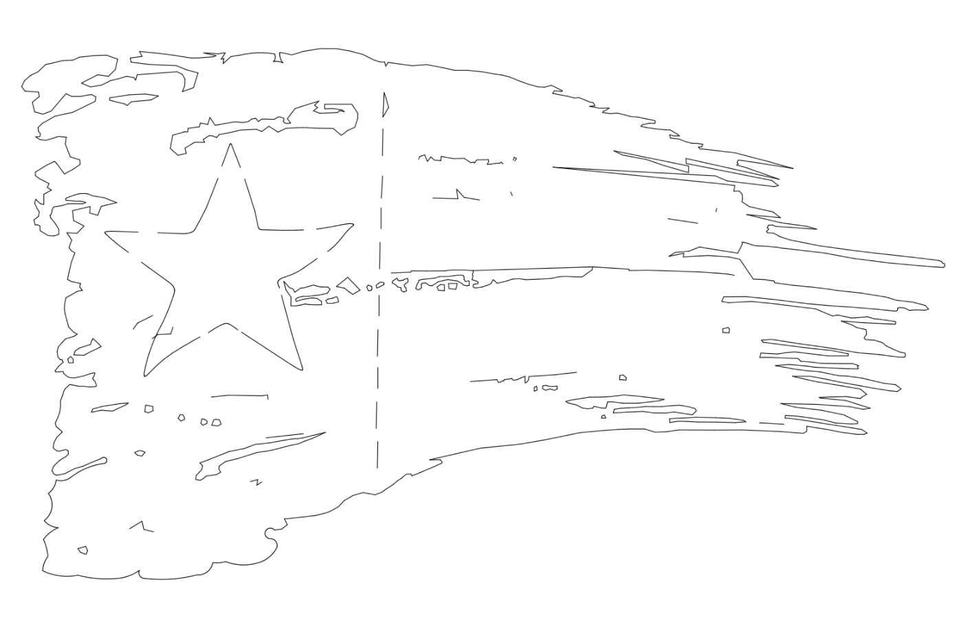 Tattered Texas Flag Dxf Cnc Plasmas Laser Cuttable Stencil Vector Clip