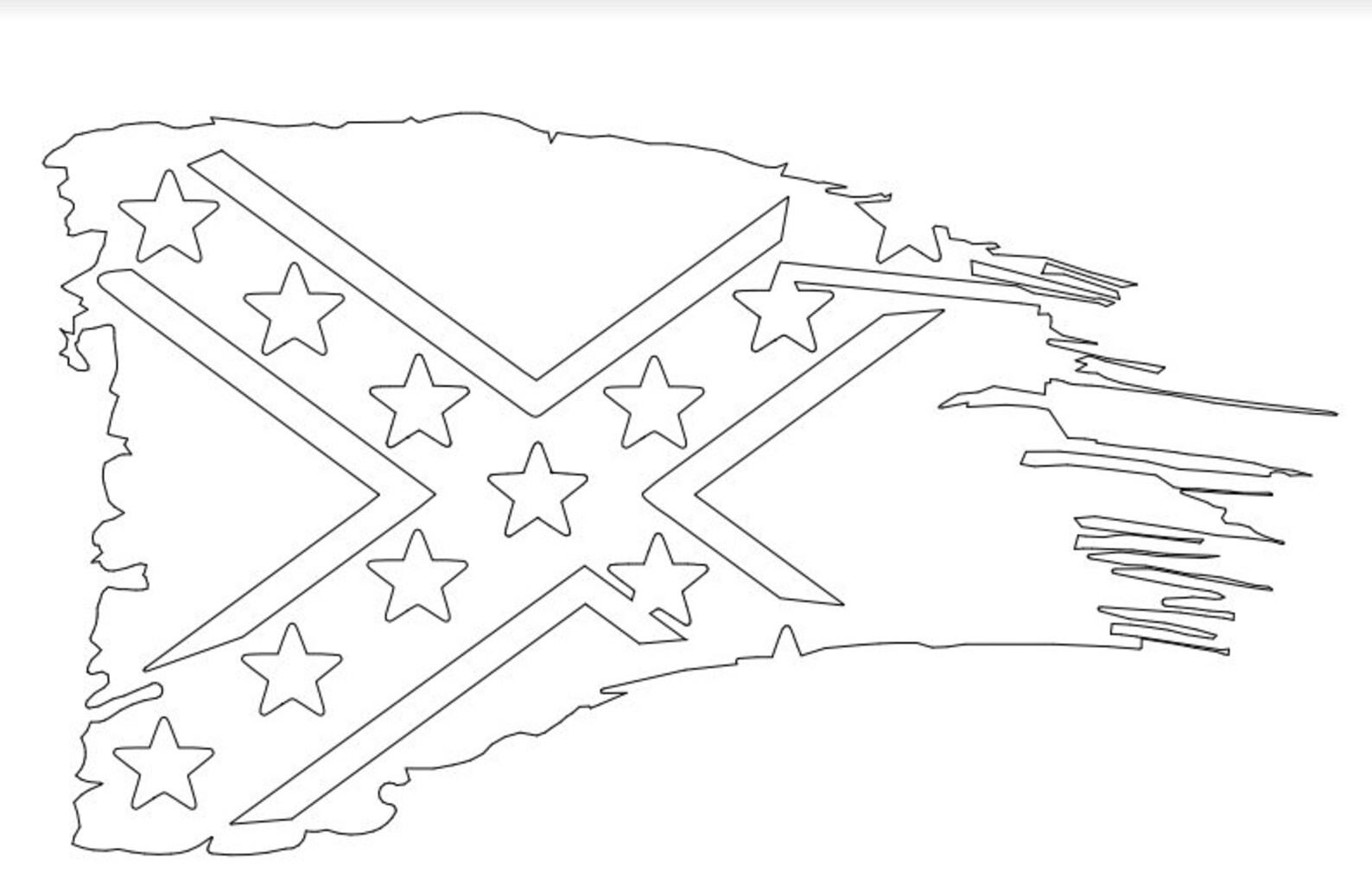 Tattered Rebel Flag dxf plasmas cnc láser cortable stencil | Etsy