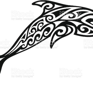 Tribal Delphin svg eps dxf cnc Plasmen Laser Cricut Silhouette schneidbare Schablone Vektorclipkunst Schnittmuster Vinyldekor Wandkunst