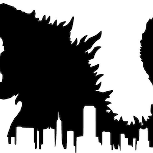 Godzilla Scene svg eps dxf cnc plasmas laser cricut silhouette cuttable stencil vector clip art cut pattern vinyl decor wall art