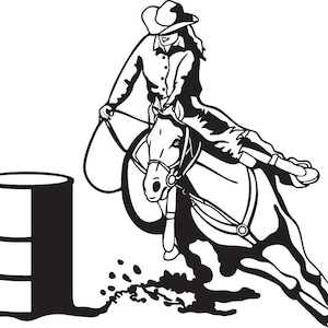 Barrel Racer svg eps dxf cnc Plasmen Laser Cricut Kontur schneidbare Schablone Vektor ClipArt Schnitt Muster Vinyl Dekor Wand Kunst