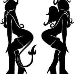 Angel & Devil Girls svg eps dxf cnc plasmas láser cricut silhouette cuttable stencil vector clip art cut pattern vinilo décor wall art