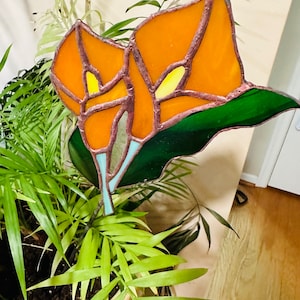 Stained Glass Calla Lily Plant Ornament