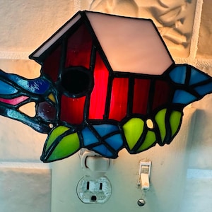 Stained Glass Birdhouse Night light
