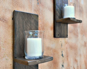 wood wall sconce rustic candle sconce reclaimed wooden candle holders oak candle sconce primitive style easy to hang recycled lumber - Rustic Candle Wall Sconces wood wall sconce rustic candle sconce reclaimed wooden candle holders oak candle sconce primitive style easy to hang recycled lumber - Rustic Candle Wall Sconces