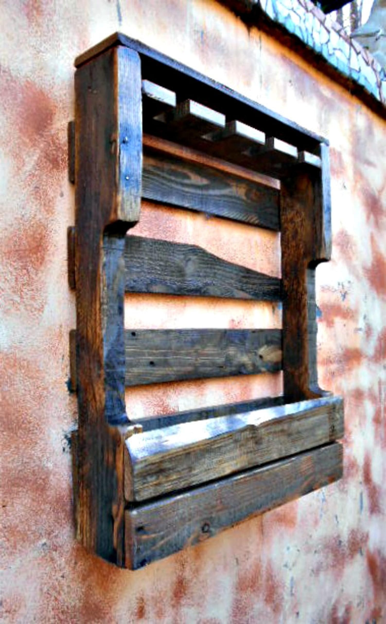 Rustic Wood Wine Rack Reclaimed Wood Wine Storage Etsy
