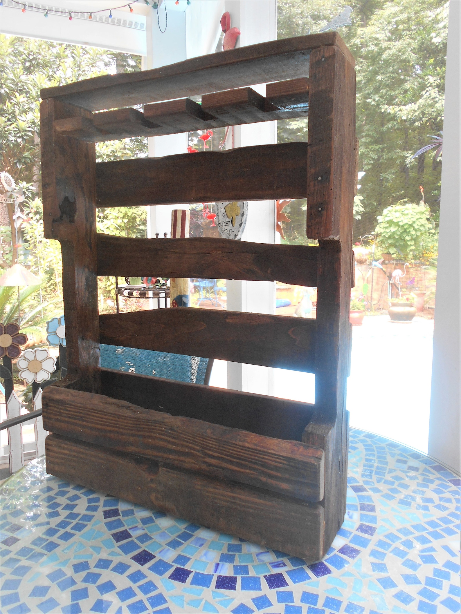 Rustic Wood Wine Rack Reclaimed Wood Wine Storage Etsy