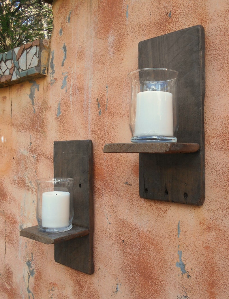 Wood Wall Sconce Rustic Candle Stained Reclaimed Wooden Holders Oak Primitive Style Easy To Hang - Rustic Candle Wall Sconces Wood Wall Sconce Rustic Candle Stained Reclaimed Wooden Holders Oak Primitive Style Easy To Hang - Rustic Candle Wall Sconces