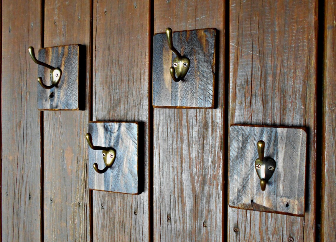 Coat Hook Set Four Matching Hooksrustic Single Hookscoat Etsy
