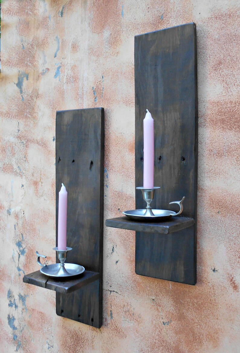 Extra Long Wall Sconce Set Rustic 22 Sconces Primitive Etsy