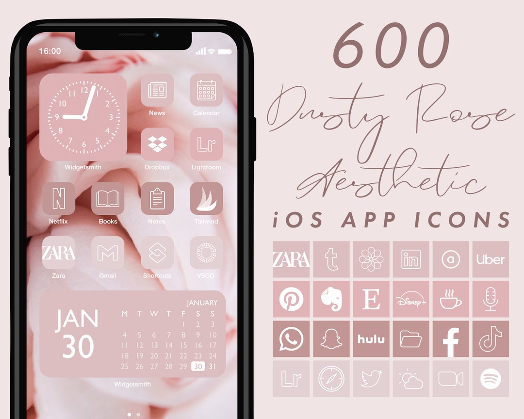 Ios 14 App Icons Pink Dusty Rose Aesthetic Pink iPhone Icons - Etsy UK