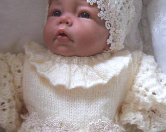 PDF Knitting Pattern 10 Reborn 0-3 months double knitting pattern long legged romper hat and shoes