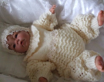 PDF Knitting Pattern 10 Reborn 0-3 Months Baby Romper suit