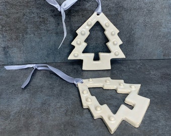 Ceramic Tree Ornaments, Set of 2, Ready to Ship