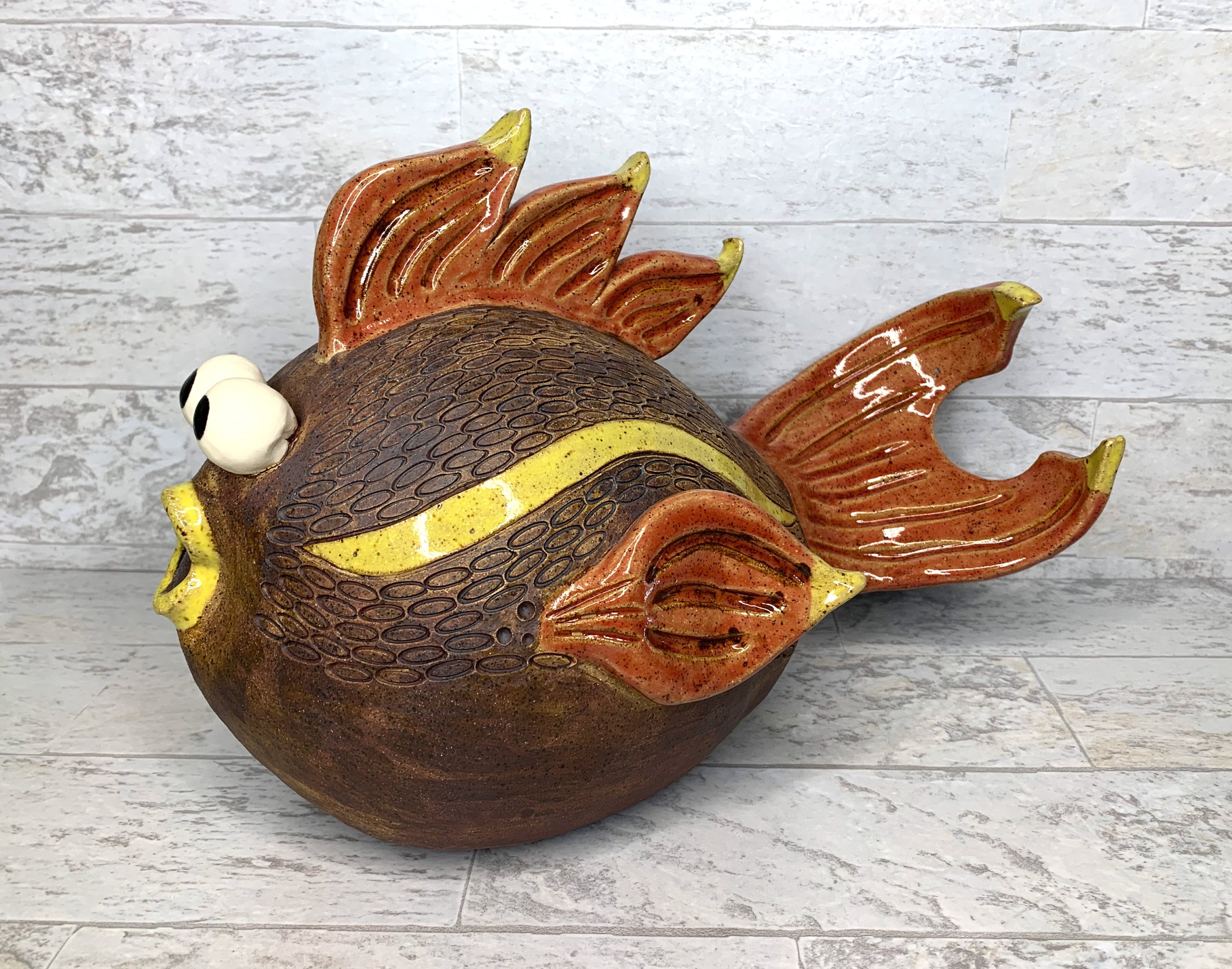 Ceramic Fish, Bank, Original Sculpture, Ready to Ship Etsy