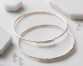 Pulsera personalizada de plata de ley - Anillos con números importantes, regalo de aniversario