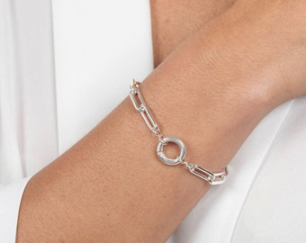 Pulsera de eslabones estilo clip de plata de ley